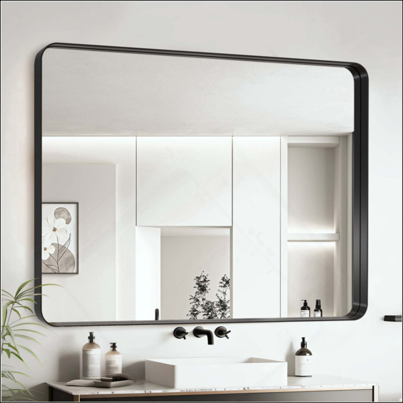 Miroir de salle de bain, Noir, Rectangulaire, 30 po x 40 po