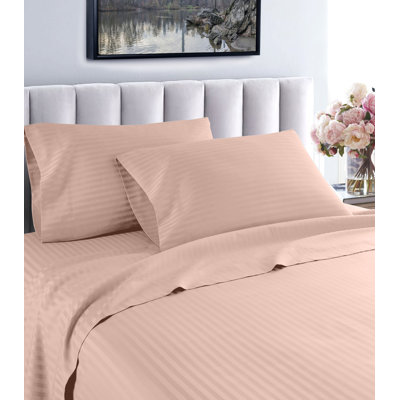 Fresh Home 1000 Thread Count Egyptian Quality Cotton Deep Pocket Dobby Stripe Sheet Set