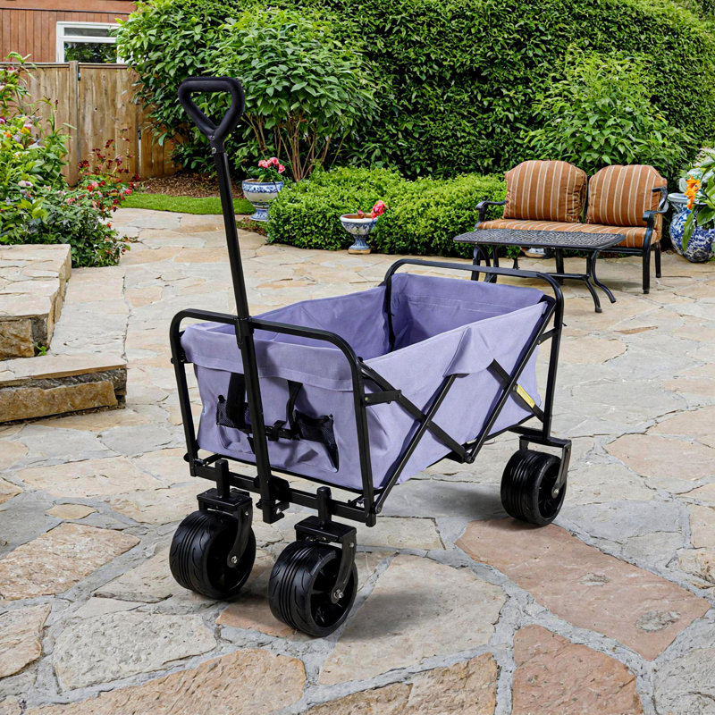Chariot de plage pliable 100L pliable avec une grande capacité de 220Lbs, chariots de wagons pliables robustes avec de grandes roues pour le sable, le jardin, le camping