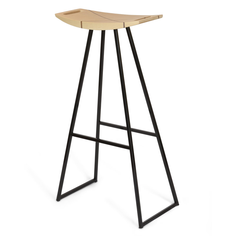 Robert Counter Stool with Metal Frame, Maple, Black, Bar Stool (30" Seat Height)