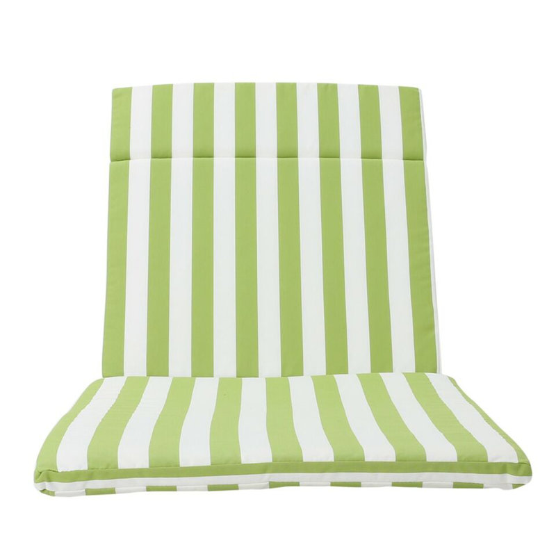(1PCS) Salem Outdoor Chaise Lounge Cushion (Without Chaise Lounge), 1, Green/White Striped