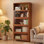 Bibliothèque en bambou avec porte rabattable en acrylique, organisateur de bibliothèque de rangement pour la maison, le salon, la chambre à coucher