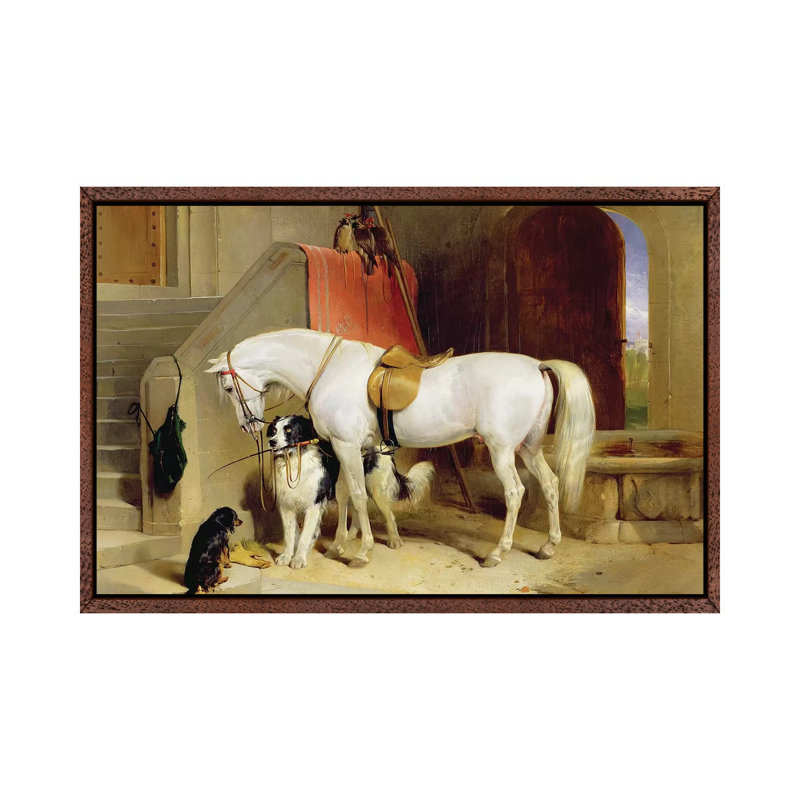 Prince George's Favourites by Sir Edwin Landseer - Painting on Canvas, Classic Brown Wood Framed