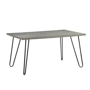 Light gray Rectangular Solid Wood + Metal Dining table