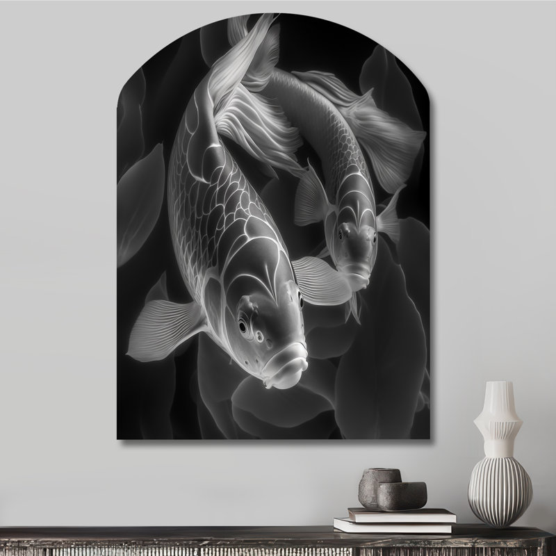 Art mural asymétrique Koi, H 34 po x l 25 po