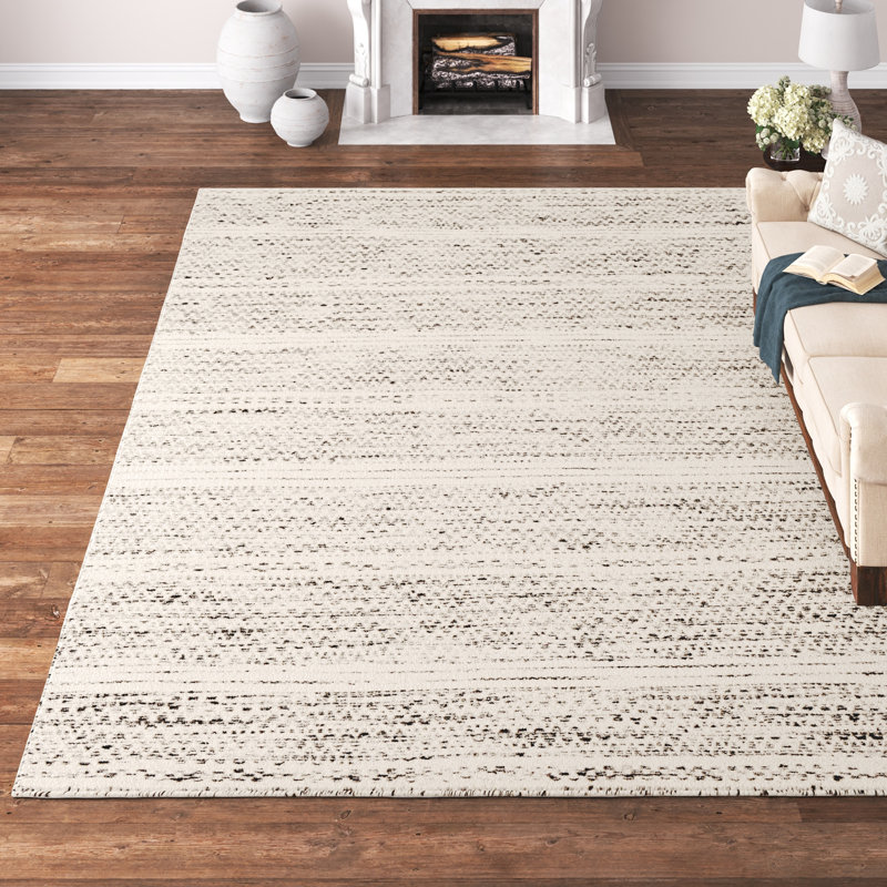 Sylvie Chevron Flatweave Wool Cream/Black Area Rug, Rectangle 10' x 14'