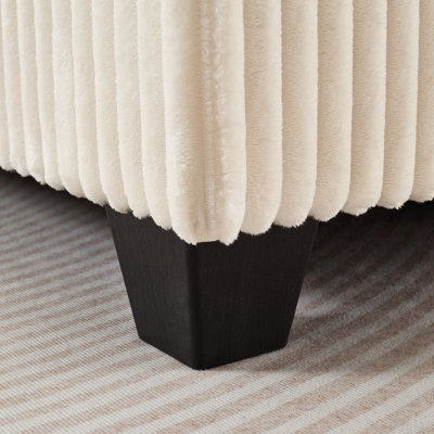 Velours côtelé moelleux avec dossier carré et réglable pour des coins détente. Blanc, mousse et ressorts. 123 cm de large, 155 cm de profondeur, 94 cm de hauteur, 63 kg. Siège modulable pour des moments intimes, coussins moelleux, structure robuste, facile à monter.
