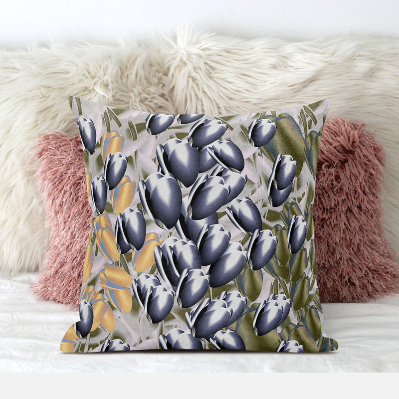 Tulip Bouquet Outdoor Pillow Floral Outdoor Reversible Throw Pillow, 20" x 20"