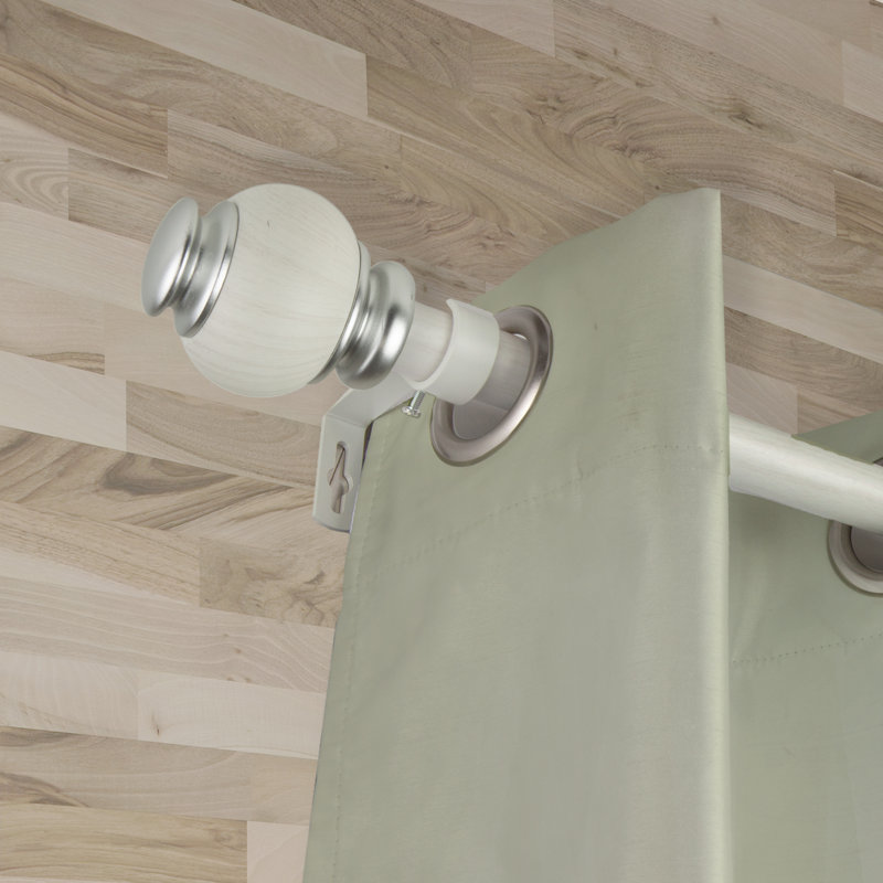 Tringle à rideaux simple en faux bois Wroblewski, Blanc perle, 28" - 48"