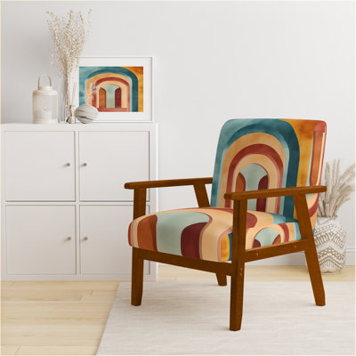 Abstract Geometric Upholstered Chair - Muted Archway Geometry Arm Chair