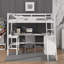 Lit mezzanine simple avec tablettes et bureau