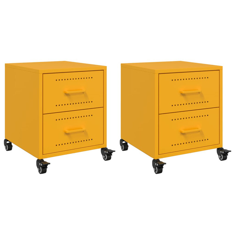 Anadalay 36cm W Steel Bedside Table, Mustard Yellow