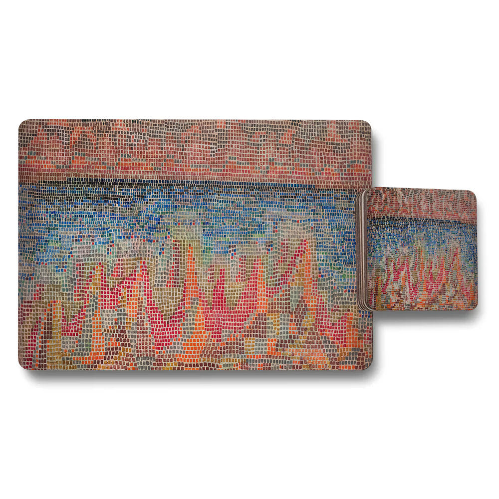 Mosaic Tile Pattern Placemat And Coaster Set For Dining Table