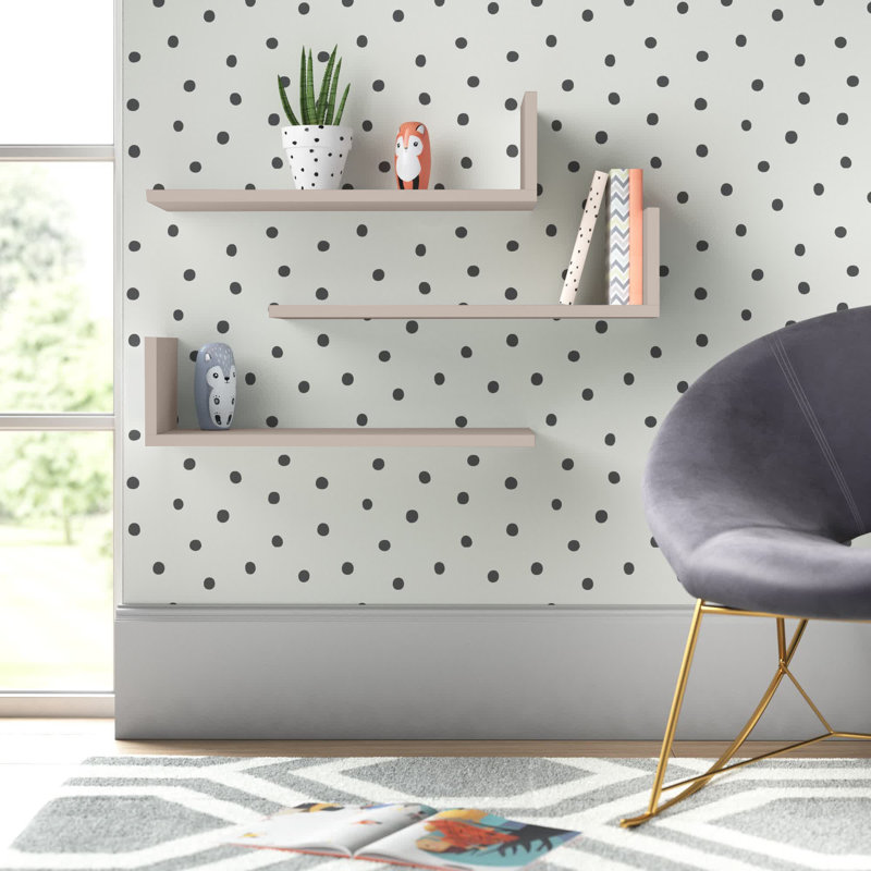 3 Piece Bracket Shelf Set | Wall-Mounted L-Shaped Shelves, Light Mocha