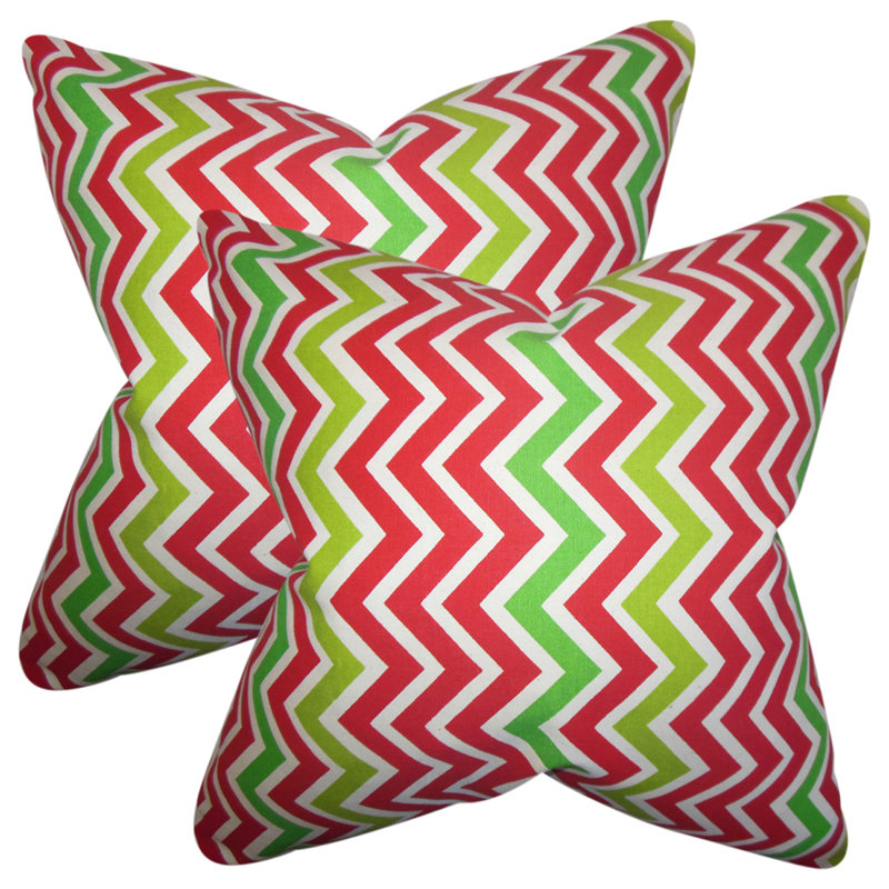  Coussin en coton Zigzag, Rose