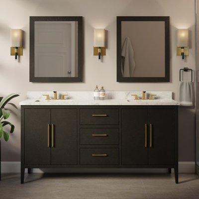 Calgary 72'' Double Bathroom Vanity with Carrara Marble Top