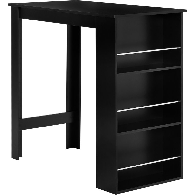 Modern Bar Table Counter Height Dining Table With 3 Storage Shelves For Kitchen, Dining Room, Living Room
