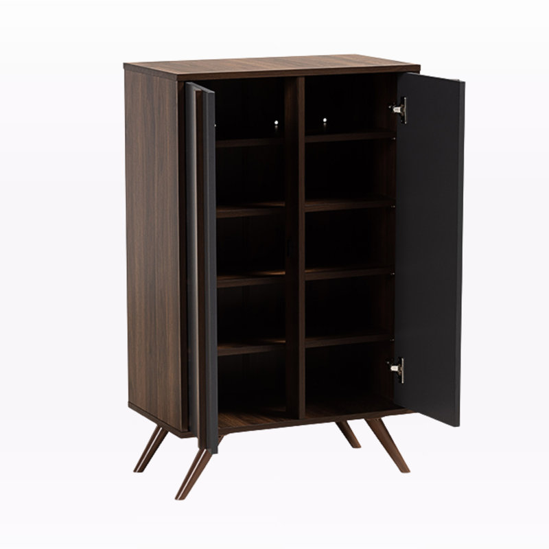 Milbrandt 2-Door Shoe Cabinet in Grey and Walnut Finished Wood, 38.02'' H X 23.51'' W X 13.32'' D