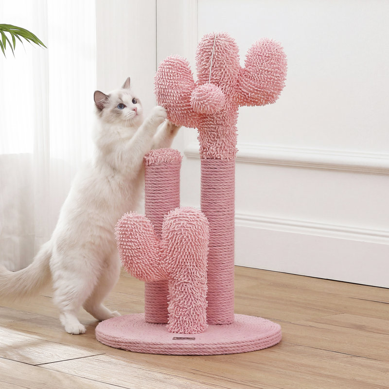 Grattoir pour chat Eppo Modern Jute Triple-Cactus, H 21,5 po x l 13 po x P 13 po, Rose