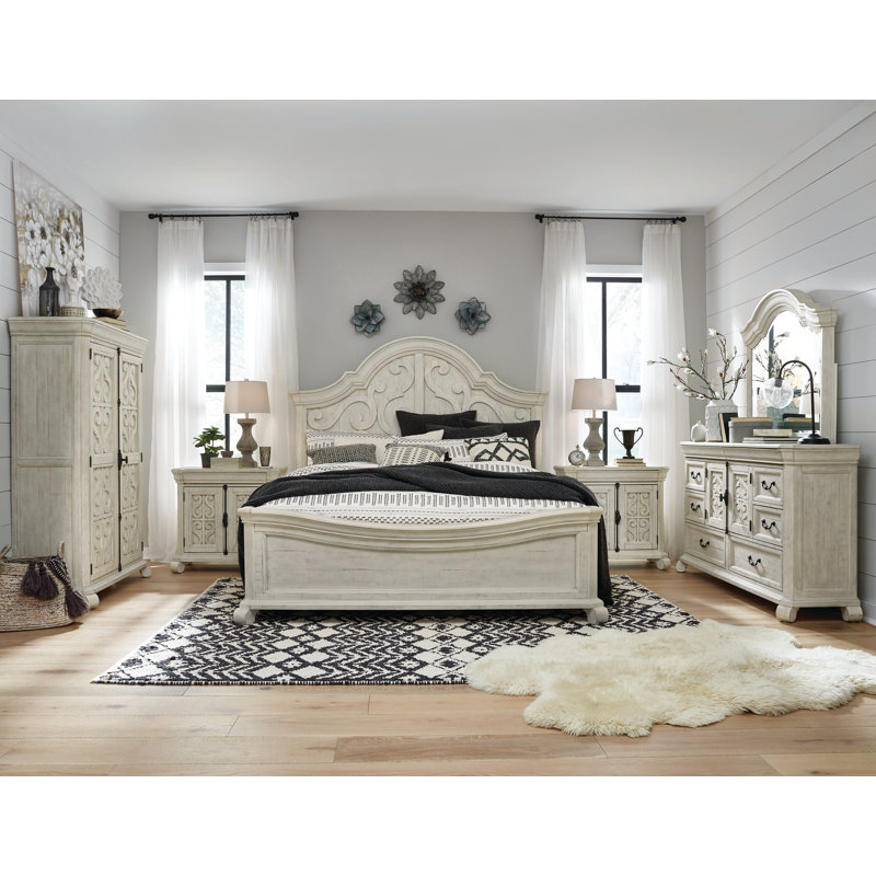 Grande commode à 2 tiroirs avec miroir de paysage et armoire