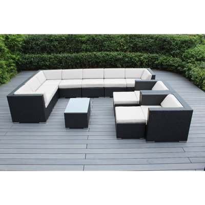 Konen Wicker 8 - Person Seating Group with Cushions - No Assembly