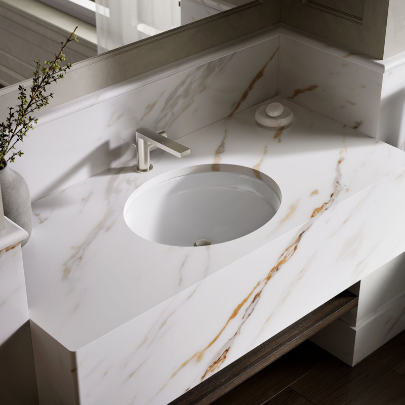 Canvas® Metal Oval Undermount Bathroom Sink with Overflow, White