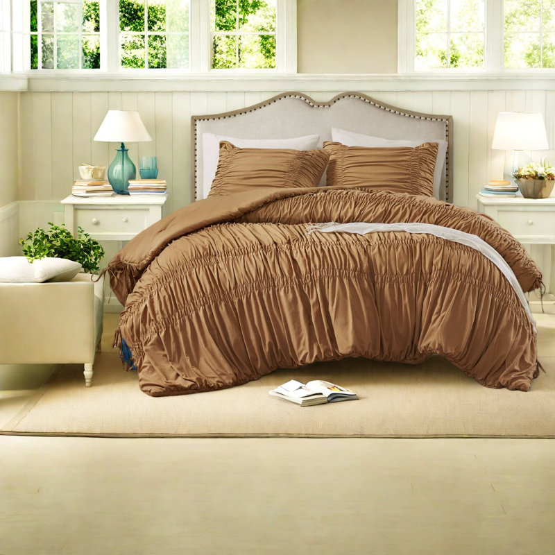 Ensembles de literie romantiques froncés, microfibre ultra douce, style champêtre français, toutes saisons simple / simple TG