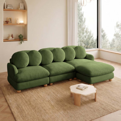 Chenille Modular Sectional Sofa with Deep Seating and Movable Ottoman
