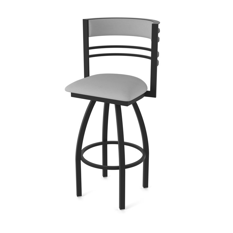 Hunter Swivel Stool, Black Wrinkle, Vinyle - gris galbon Folkstone, Tabouret de bar (siège d'une hauteur de 36 po)