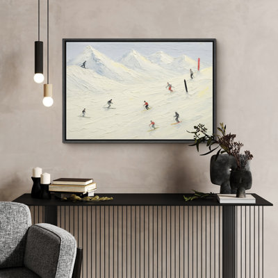 Winter Skiers on Snowy Mountains Print Pictures Frame Canvas Print Wall Art