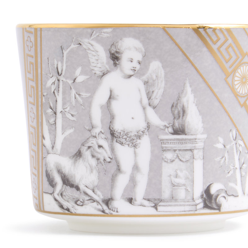Renaissance Bone China Teacup, Gray/Gold