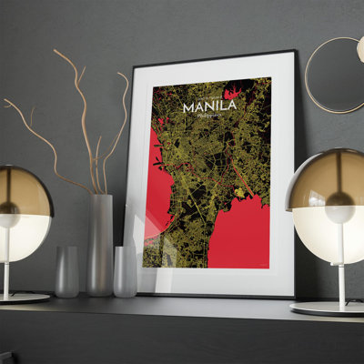 Manila City Map in Contrast 1 Piece Wall Art