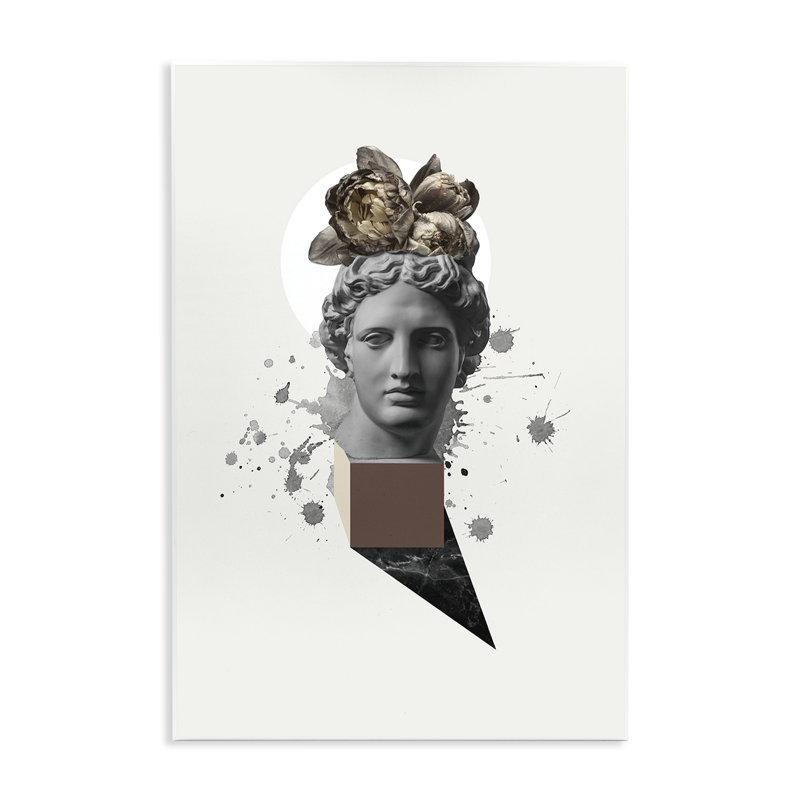 Statue moderne avec pivoines par Malerifabrikken, H 19 po x l 13 po