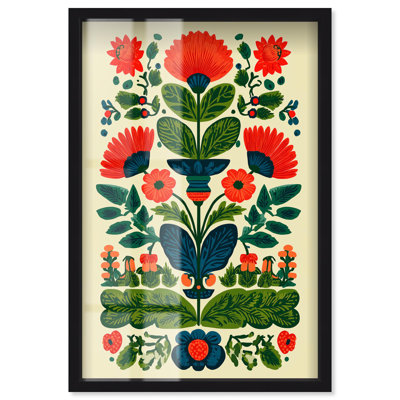 Décoration murale miroir à fleurs en miroir par Art Remedy, cadre noir, 31 x 46