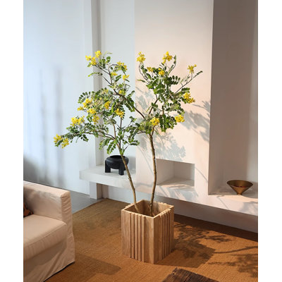 Artificial Green Plant Flower Tree Barrel Locust Flower Decoration