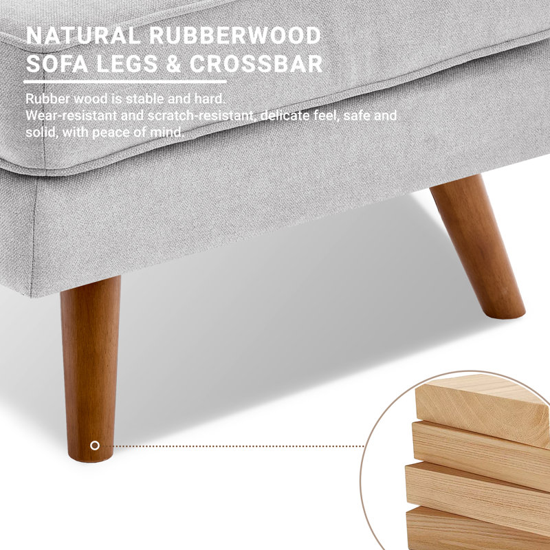 Havens 84'' Upholstered Reversible Sectional Sofa with Chaise, Movable Ottoman, Solid Wood Legs and Frame