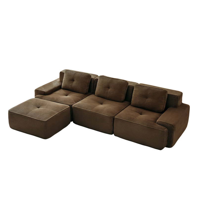 Canapé modulaire 4 pièces Modern, Velours côtelé brun