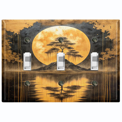 Couvercle de plaque d'interrupteur en métal; Bascule à 3 bandes US standard - Mystical Moon Bonsai