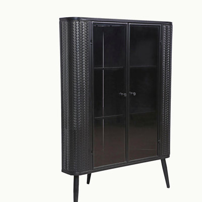 Armoire de rangement d'angle à 3 niveaux avec portes en verre trempé, rangement autoportant pour la salle de bain, la cuisine, la chambre à coucher et le salon