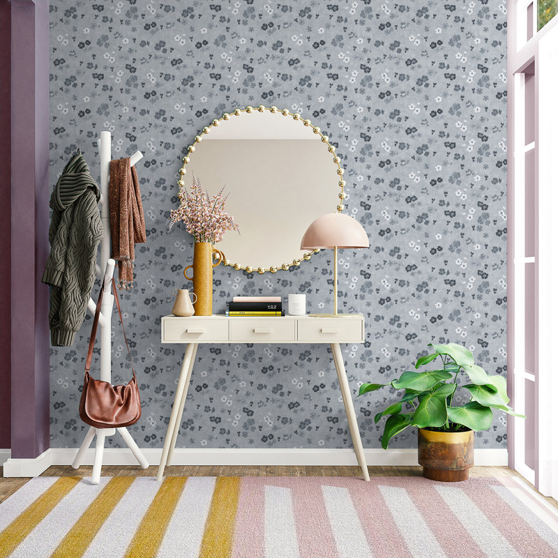 Paule Marrot Floral Wallpaper Double Roll, Grays