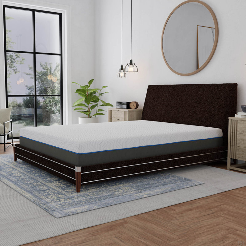 Matelas 12 po en mousse viscoélastique gélifiée ferme avec support de bord et grille d'aération, Simple très long