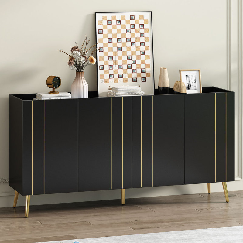 Armoire de rangement avec tablette réglable, Noir, noir, noir, noir
