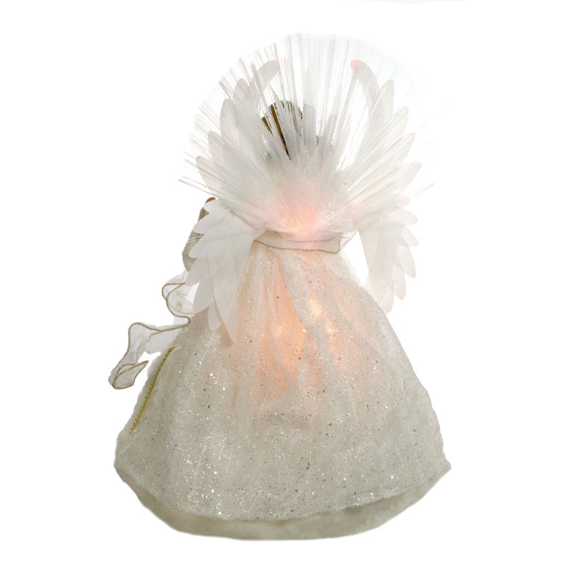 18'' Handmade Fabric Lighted Tree Topper, Cream