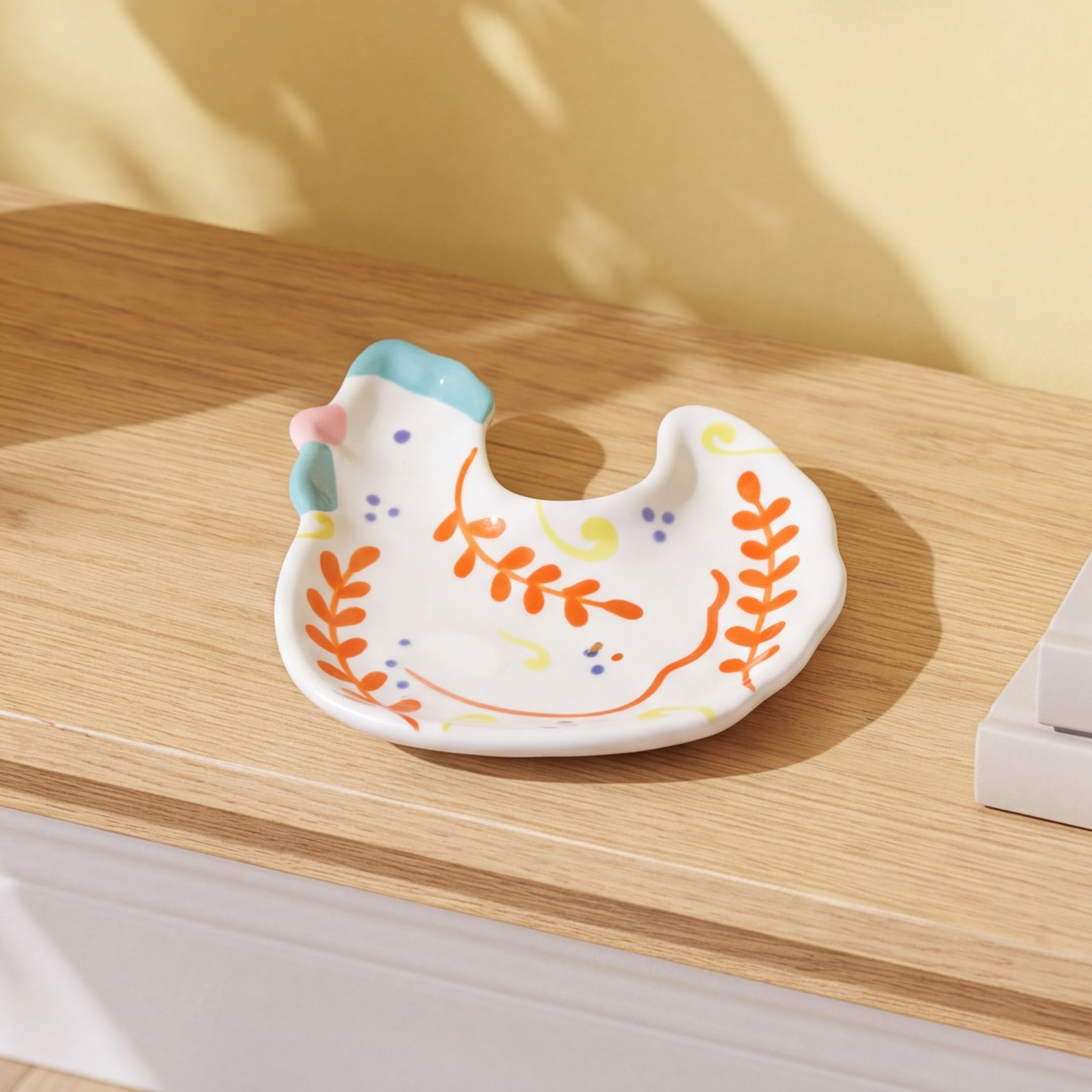 Chicken Trinket Dish Multi Ceramic Everyday