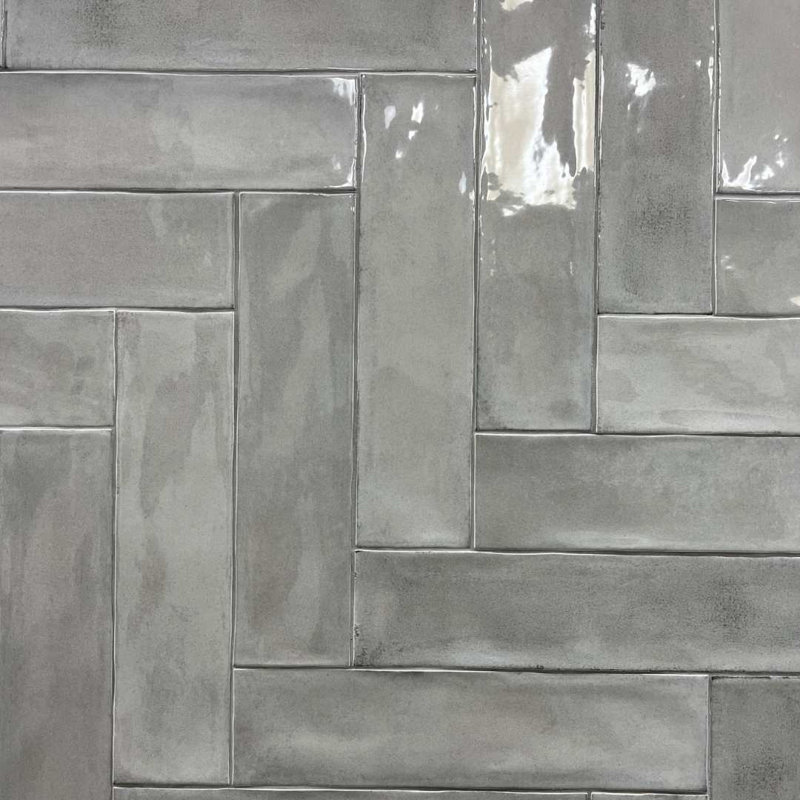 Waverly 3" x 12" Gray Glossy Ceramic Subway Wall Tile, Gray