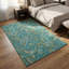 Tapis lavable en cachemire vert et or 3 pi x 5 pi avec protection UV