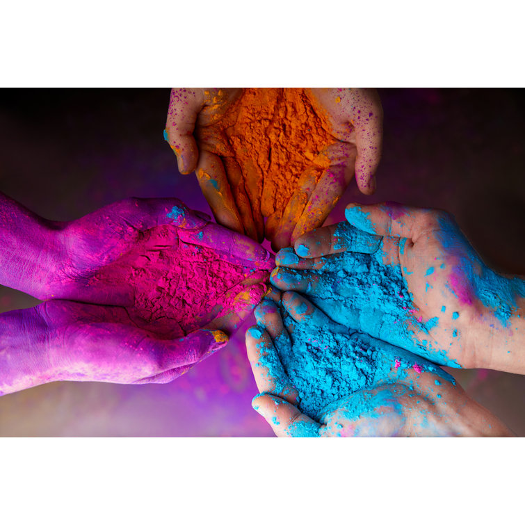 Hands With Holi Powder by Lightfieldstudios - Wrapped Canvas Print
