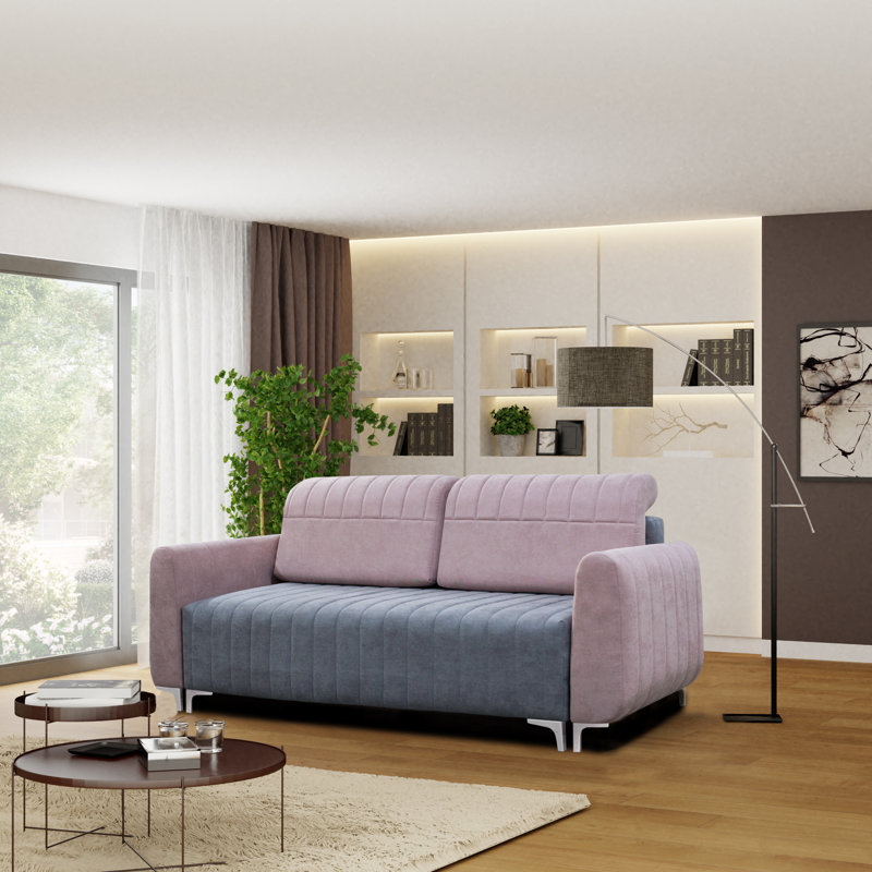 Upholstered 99'' Sleeper Sofa, Pink