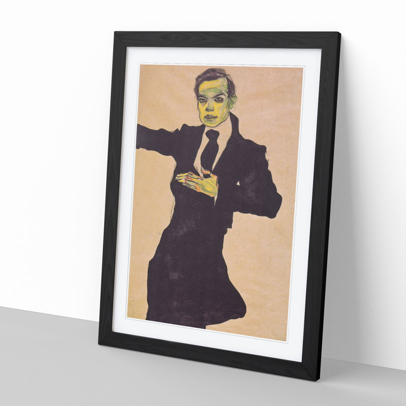 Maler Max by Egon Schiele - Picture Frame Painting, 36cm H x 27cm W x 2cm D, Black Framed