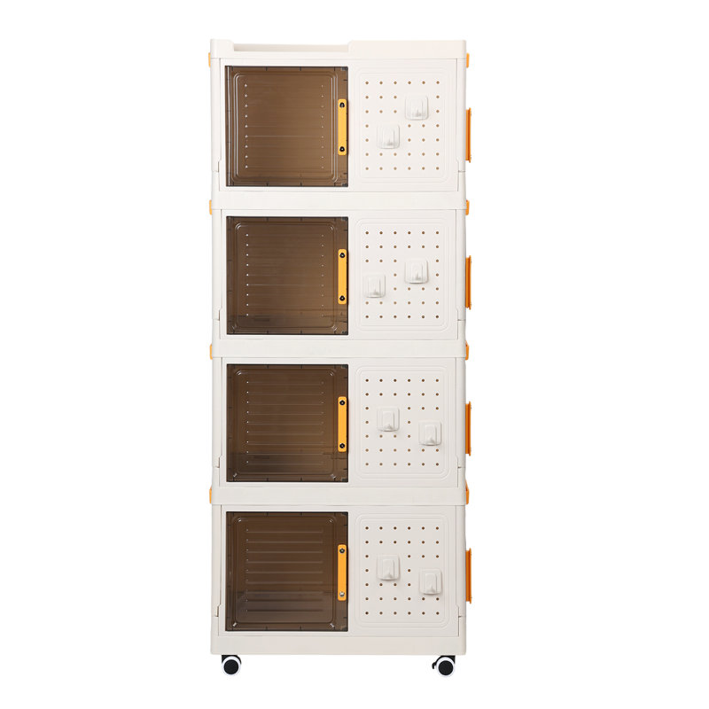 Bacs de rangement pliables à 4 niveaux avec couvercle et roulettes (ensemble de 4)